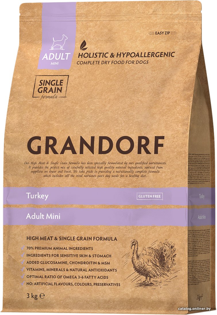 Сухой корм для собак Grandorf Adult Mini Turkey (Индейка) 3 кг