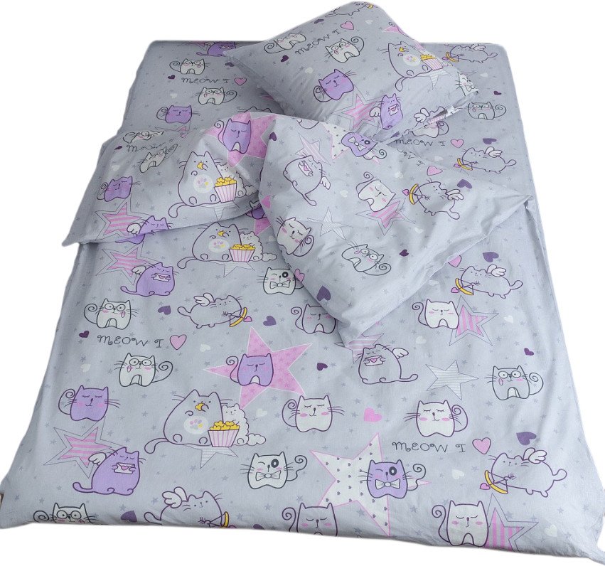 

1.5-спальный комплект постельного белья Milanika Мяу-Мяу 1.5сп подростковый с наволочкой 70x70 (бязь)