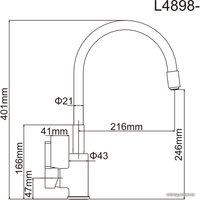 Смеситель Ledeme H98 L4898-10 (черный/хром/золотой)