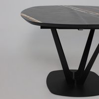 Кухонный стол Listvig Merlin 110-150х75 (МДФ+HPL-пластик черный Sahara Noir/черный)