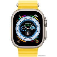 Умные часы Apple Watch Ultra LTE 49 мм (титановый корпус, титановый/желтый, ремешок из эластомера)