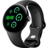 Умные часы Google Pixel Watch 3 41 мм (черный матовый/обсидиан, спортивный силиконовый ремешок)