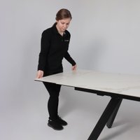 Кухонный стол Аврора Монако New 1600/2240x900 (камень белый Greys White/черный матовый)