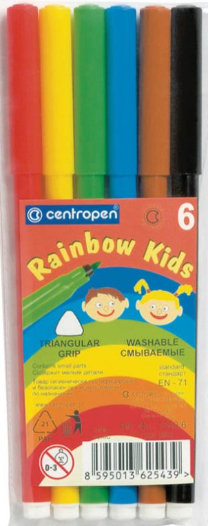 

Фломастеры Centropen Rainbow Kids 7 7550 0602 (6 цв)