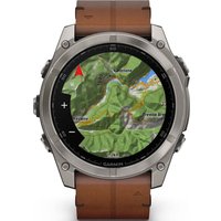 Умные часы Garmin Fenix 8 Sapphire 51мм (титановый, каштановый кожаный ремешок)