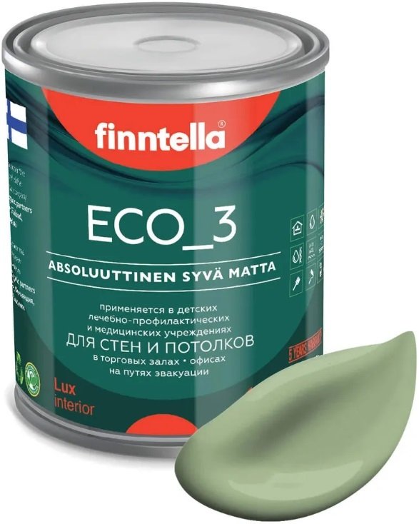 

Краска Finntella Eco 3 Wash and Clean Sypressi F-08-1-1-LG91 0.9 л (светло-зелен)