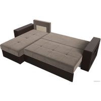 Угловой диван Лига диванов Дубай лайт левый (велюр коричневый/экокожа коричневый)