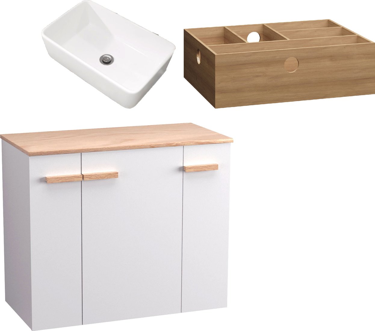 

Lauter Тумба под умывальник Adri 79 + 21674A (белый глянец, с органайзером 32)