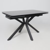 Кухонный стол Аврора Рейн New 1400-2040x900 (камень черный Greys Black/черный матовый)