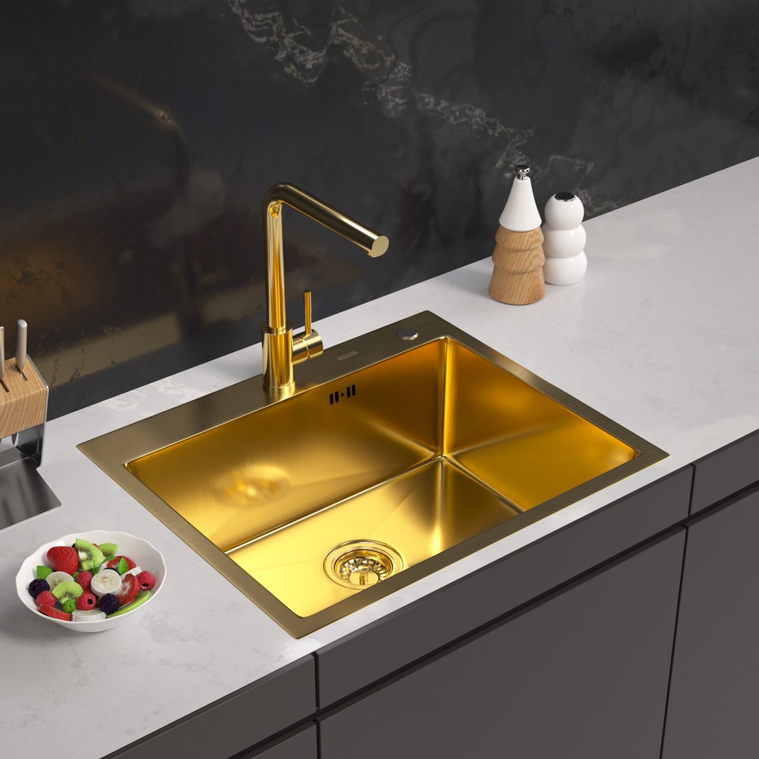 

Кухонная мойка ARFEKA Eco AR 600*500 Golden PVD Nano