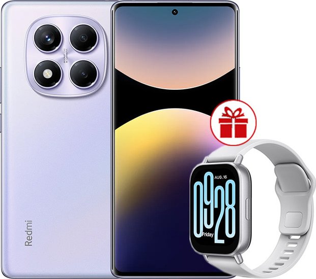 Xiaomi Redmi Note 14 Pro 8GB/256GB wersja międzynarodowa (fioletowy) + smartwatch Xiaomi Redmi Watch 5 Active (srebrny) w promocji