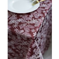 Скатерть Моготекс Красные морозные ветки 02ШС8-14-КВ рис.2634/010101 (220x150)
