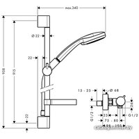 Душевой гарнитур  Hansgrohe Croma 100 Vario/Ecostat Comfort Combi 27035000