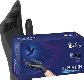 Нитриловые перчатки Libry KN004BL (L, 100 шт, черный)