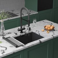 Кухонная мойка Roxen Uno 560210-54BS под столешницу графит/текстурная поверхность (ролл-мат, дозатор, сифон)