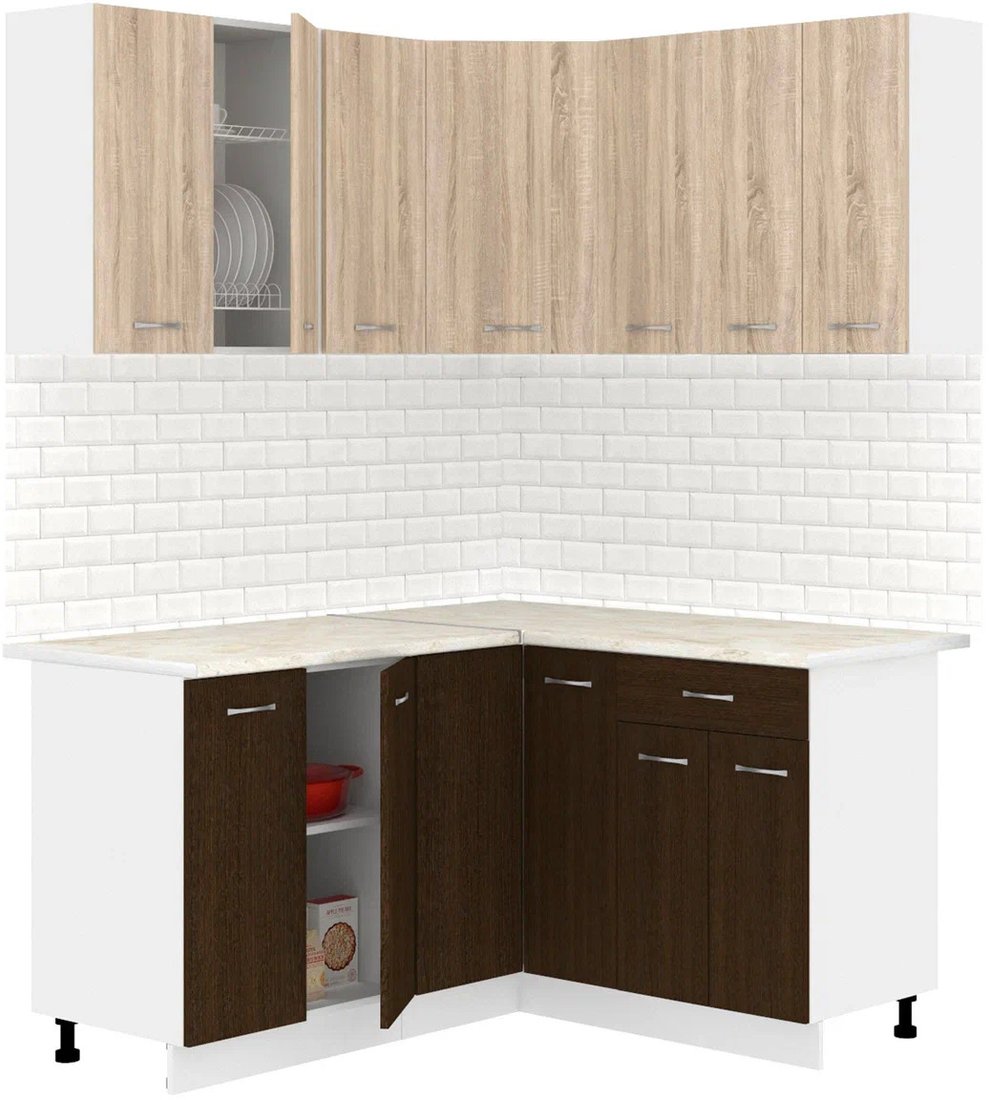 

Готовая кухня Кортекс-мебель Корнелия Лира 1.5x1.4 (дуб сонома/венге/королевский опал)