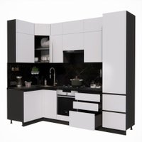 Готовая кухня ВерсоМебель Эко Премиум 1.2x2.7 левая (белый фасадный/ст. тунис)