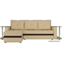 Угловой диван Craftmebel Атланта М угловой 2 стола (боннель, левый, бежевая экокожа)