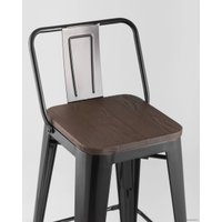 Стул Stool Group Tolix Wood со спинкой YD-H765E-W LG-01 (черный глянцевый/темное дерево)