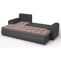 Угловой диван Stolline Ванкувер 08 левый (экокожа черная/велюр коричневый)