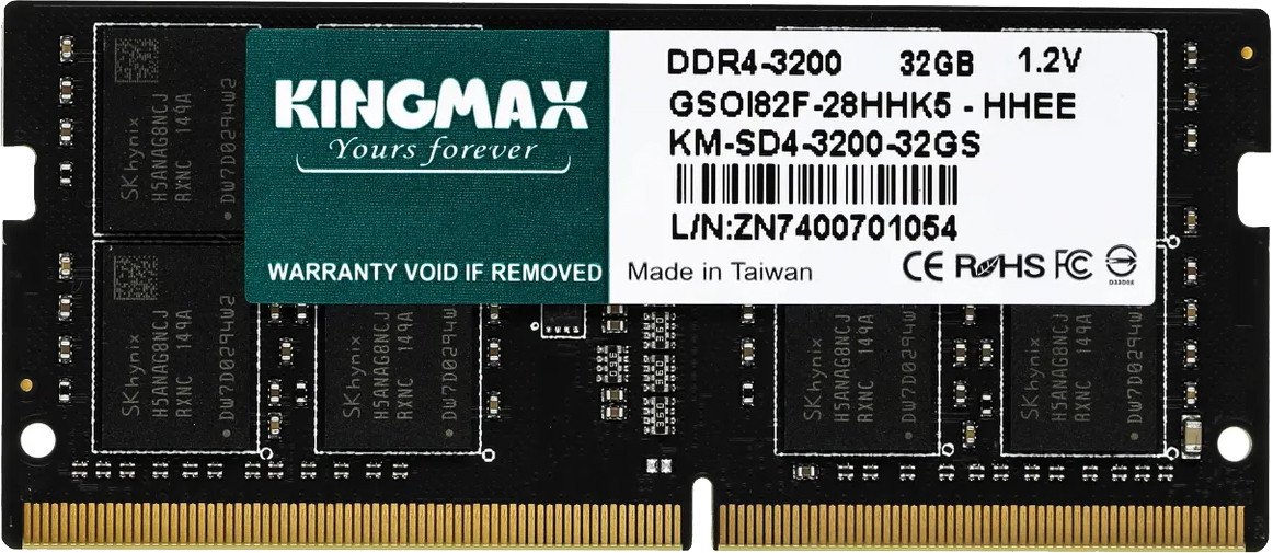 

Оперативная память Kingmax 32ГБ DDR4 SODIMM 3200 МГц KM-SD4-3200-32GS