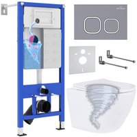 Унитаз подвесной Roxen Antares Tornado в комплекте с инсталляцией StounFix Dual Fresh 6 в 1 968389 (кнопка: серый бетон) в Борисове