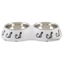 Двойная миска Beeztees Double Muzy 650741 (белый с принтом)