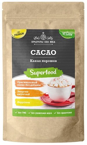 Какао растворимое Продукты XXII века натуральный, дойпак 100 г