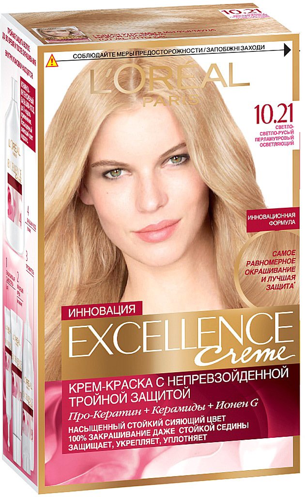 

Крем-краска для волос L'Oreal Excellence 10.21 Светло-светло-русый перламутровый осветляющий