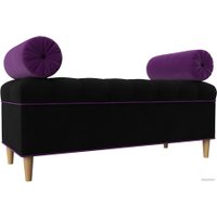 Банкетка Лига диванов Глория 29276 (микровельвет черный/фиолетовый/фиолетовый)