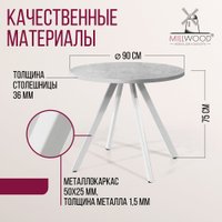 Обеденная группа Millwood Олесунн D90x90x75 (бетон/металл белый)