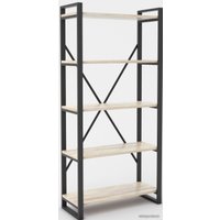 Стеллаж Hype Mebel Стандарт-2 80x170 (черный/древесина белая)