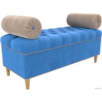 Банкетка Лига диванов Глория 113658 (велюр голубой/бежевый/бежевый)