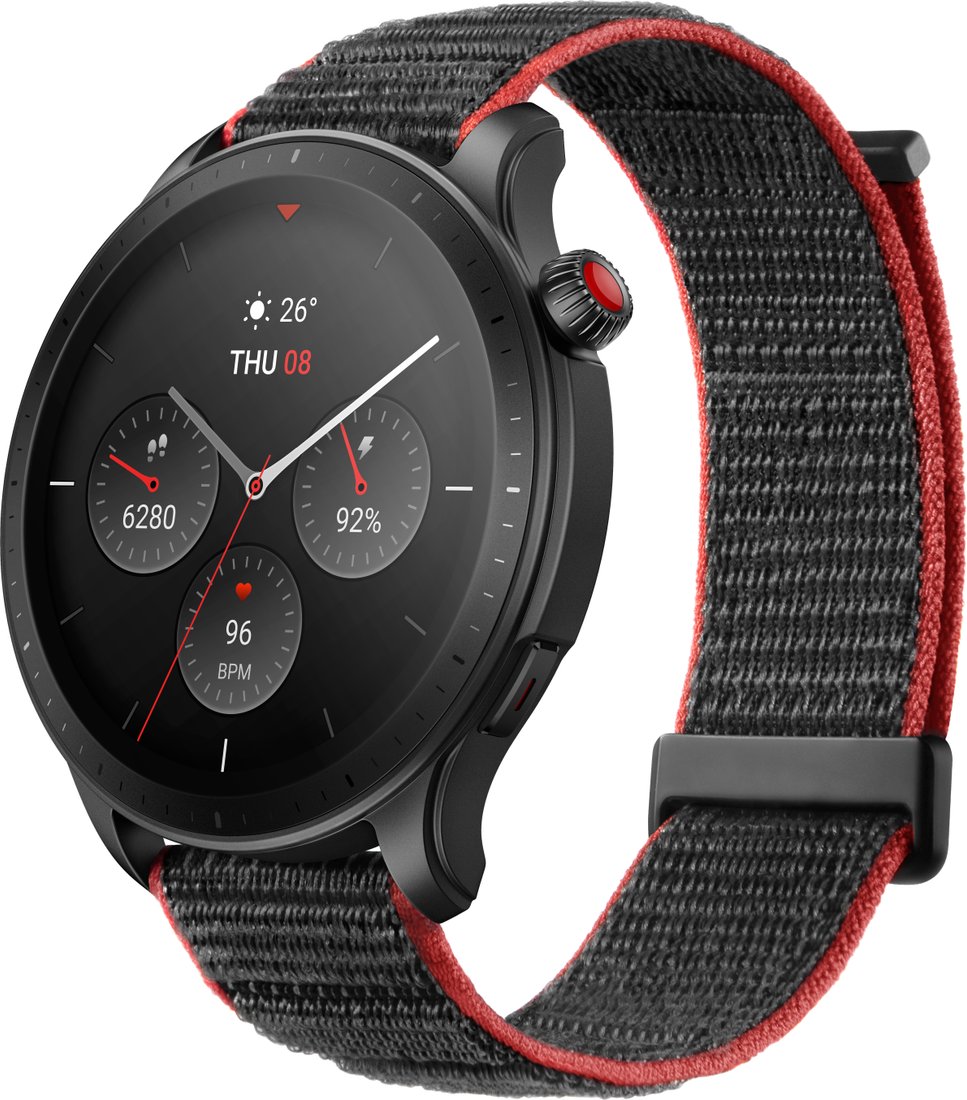 

Умные часы Amazfit GTR 4 (серый, с черным нейлоновым ремешком)