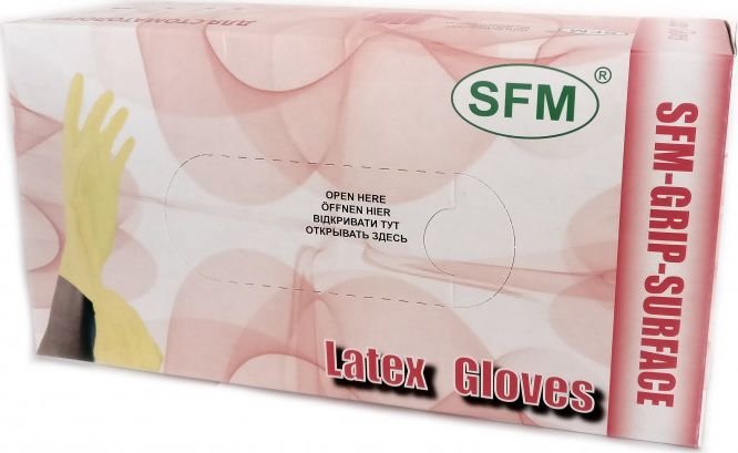 

Латексные перчатки SFM Grip-Surface смотр. нестер. неопудр. текстурир. (S, 100 шт)