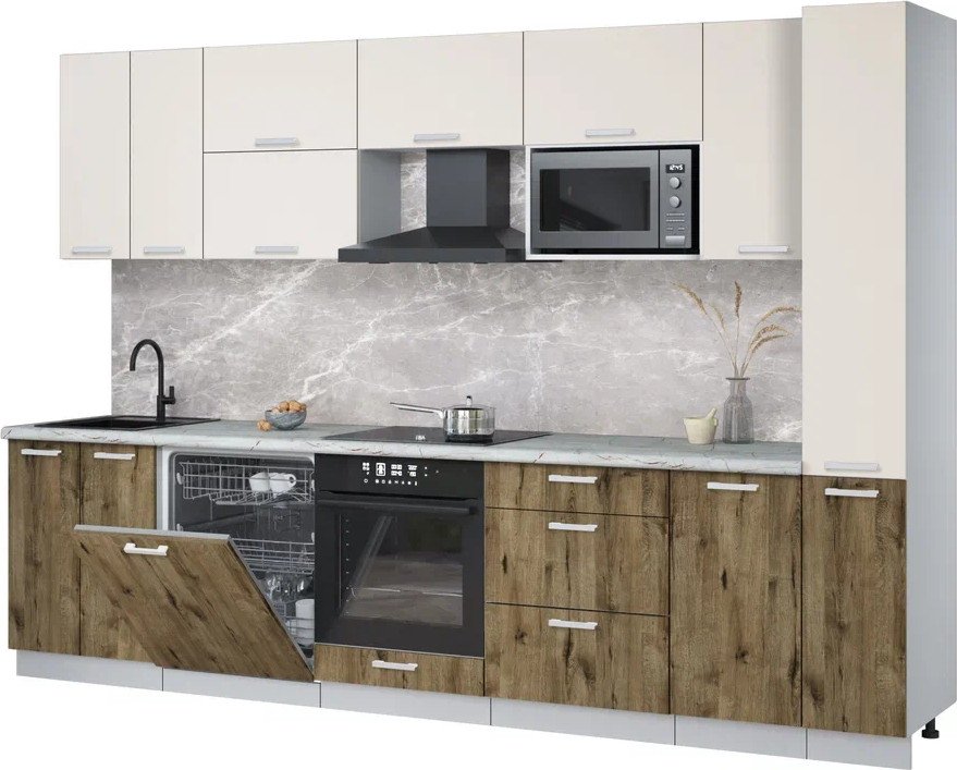 

Готовая кухня Интерлиния Мила Лайт 3.1-ПМ2 (персидский жемчуг/дуб веллингтон/серый каспий)