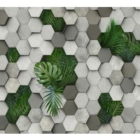 Фотообои Vimala 3D Шестиугольники и листья пальмы 270x300 в Витебске