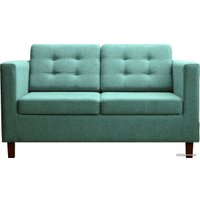 Диван Brioli Дилли клетка Д двухместный (рогожка, J14 голубой/темные ножки)