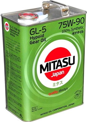 

Трансмиссионное масло Mitasu MJ-410 GEAR OIL GL-5 75W-90 100% Synthetic 4л