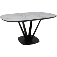 Кухонный стол Listvig Merlin 110-150х75 (МДФ+HPL-пластик белый Monte Belo/черный)