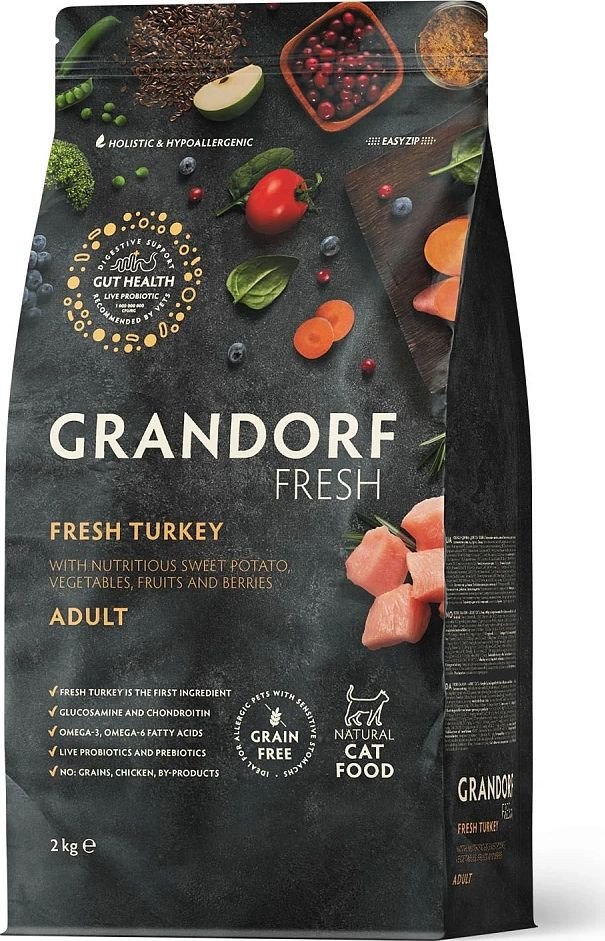 Сухой корм для кошек Grandorf Fresh Adult (Индейка и батат) 2 кг