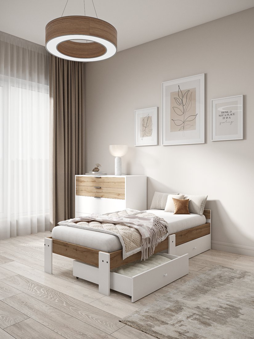 

Кровать EcoWood Екта-2 с ящиками 80х180 ECO.001.00059.80-180.376WML/101SE