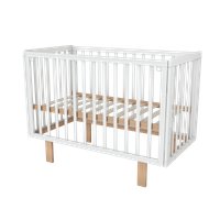 Классическая детская кроватка Incanto PAPI с автоспинкой и маятником KR-0176/60 (белый/бук)