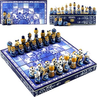 Шахматы Брестская Фабрика Сувениров Русская Гжель в виде матрешек ch_gzhel