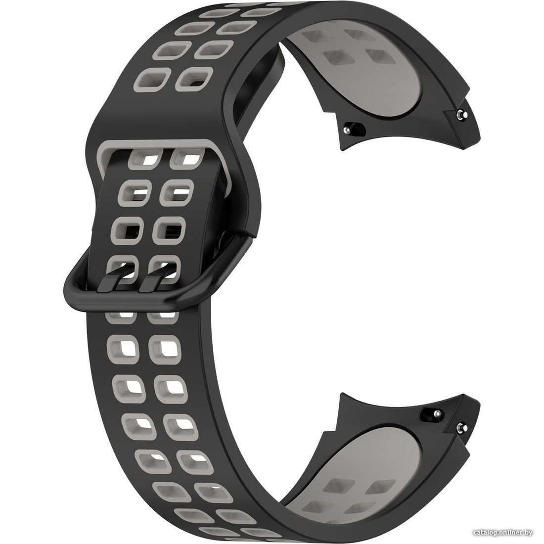 Ремешок Rumi Extreme силиконовый для Samsung Galaxy Watch4/5/6 (20 мм, черный/серый)
