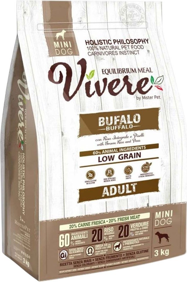 

Сухой корм для собак Vivere Mini Adult Buffalo 3 кг