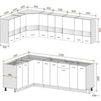 Готовая кухня Кортекс-мебель Корнелия Экстра 1.5x2.4 без столешницы (дуб сонома)