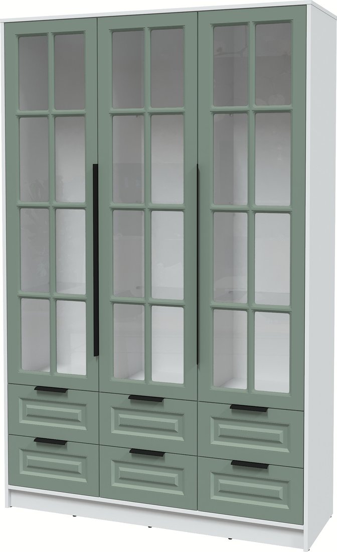 

Шкаф-витрина Интерлиния Концепт КТ-ШВ3 Деко (белый платинум/мята)