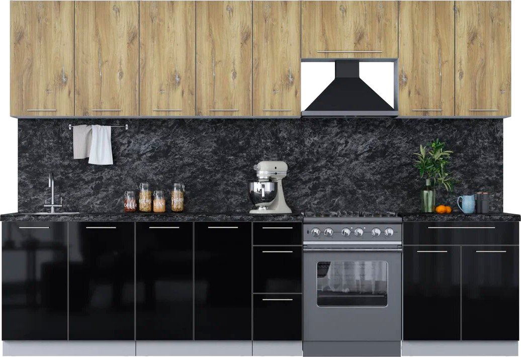 

Кухонный модуль Интерлиния Мила Пластик 3.1 А (дуб эпоксид/черный/кастилло темный)