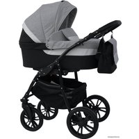 Универсальная коляска Alis Alvaro F (3 в 1, Al 04, темно-серый/светло-серый/белая кожа)